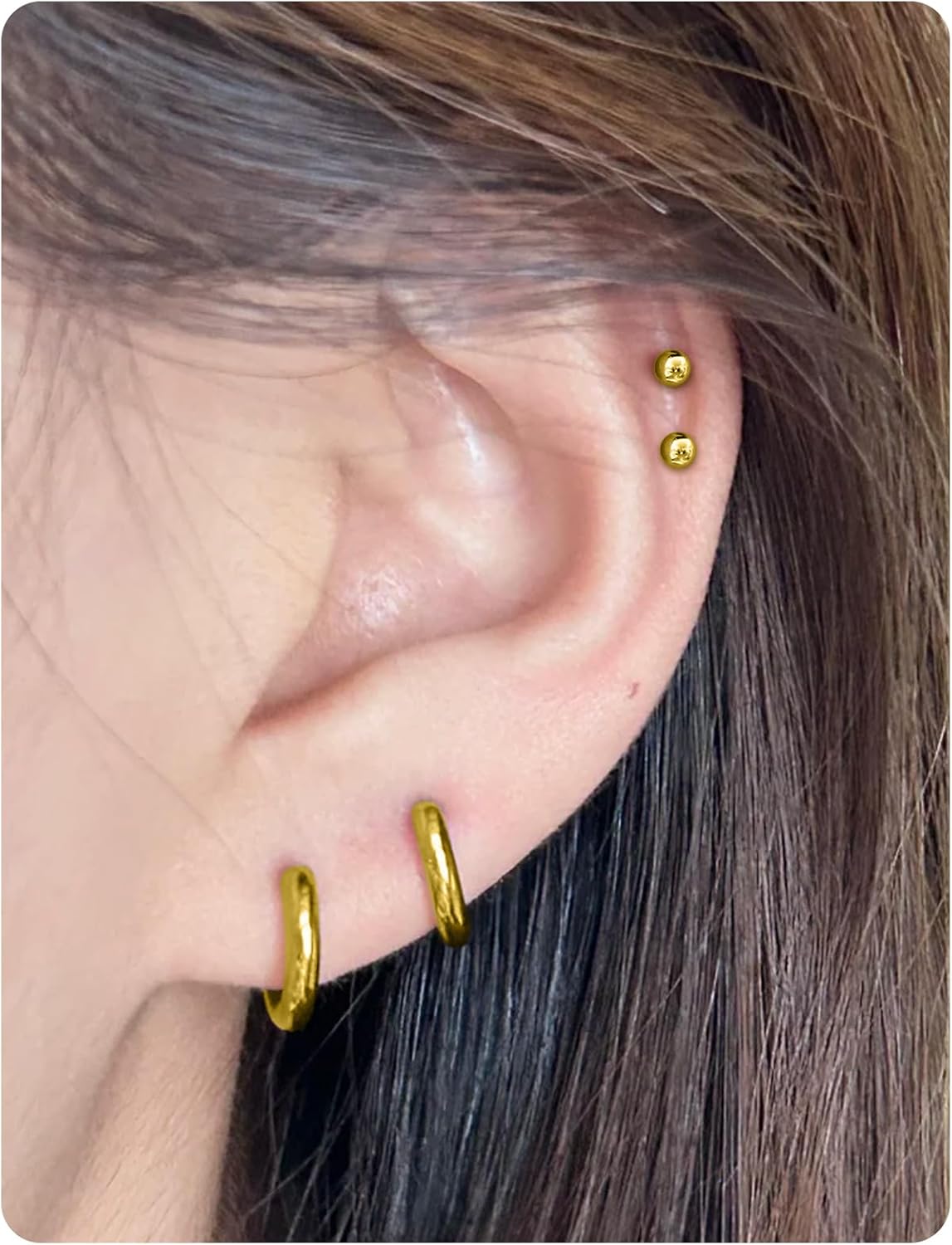 18G 16G 14G Internally Threaded Nose Rings Studs Flat Back Stud Earrings 316L Surgical Steel Nose Rings Studs Tragus Helix Conch Cartilage Lobe Earrings Hoop Piercing Jewelry For Women Men - Image 6