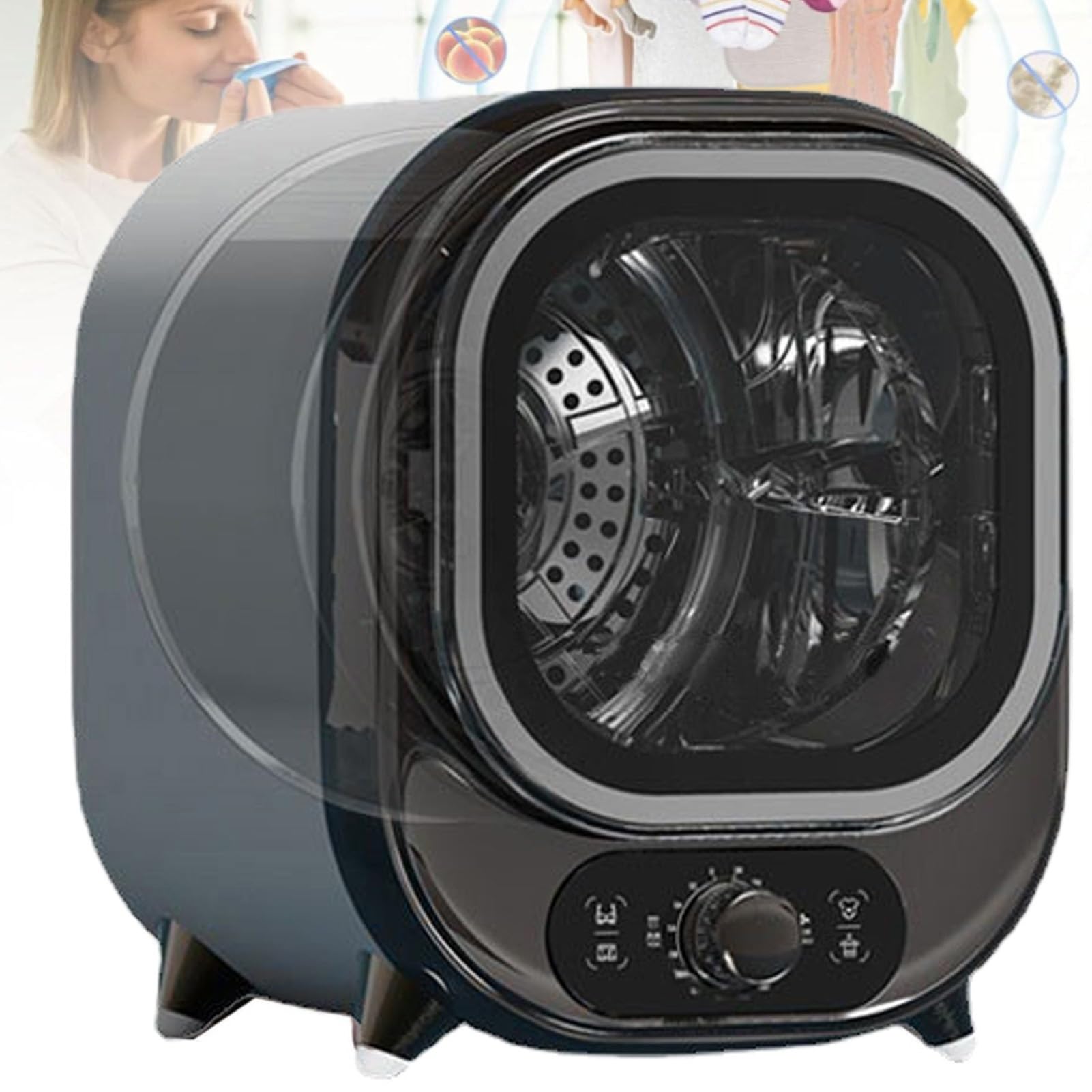 Secadora De Ropa De CondensacióN EléCtrica PortáTil,Con Sonda De Control Temperatura Dual, PequeñA Secadora CondensacióN Con Capacidad Carga 0,8 Kg, Tina Acero Inoxidable, Para Casas(A)
