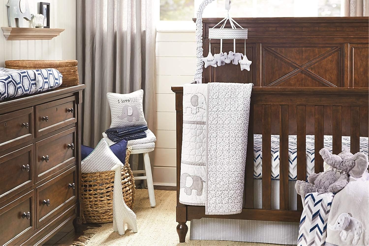 Wendy Bellissimo Super Soft Decorative Pillows + Square Throw Pillows for Baby Nursery Décor (11x11) - Elephant Grey and White : Baby