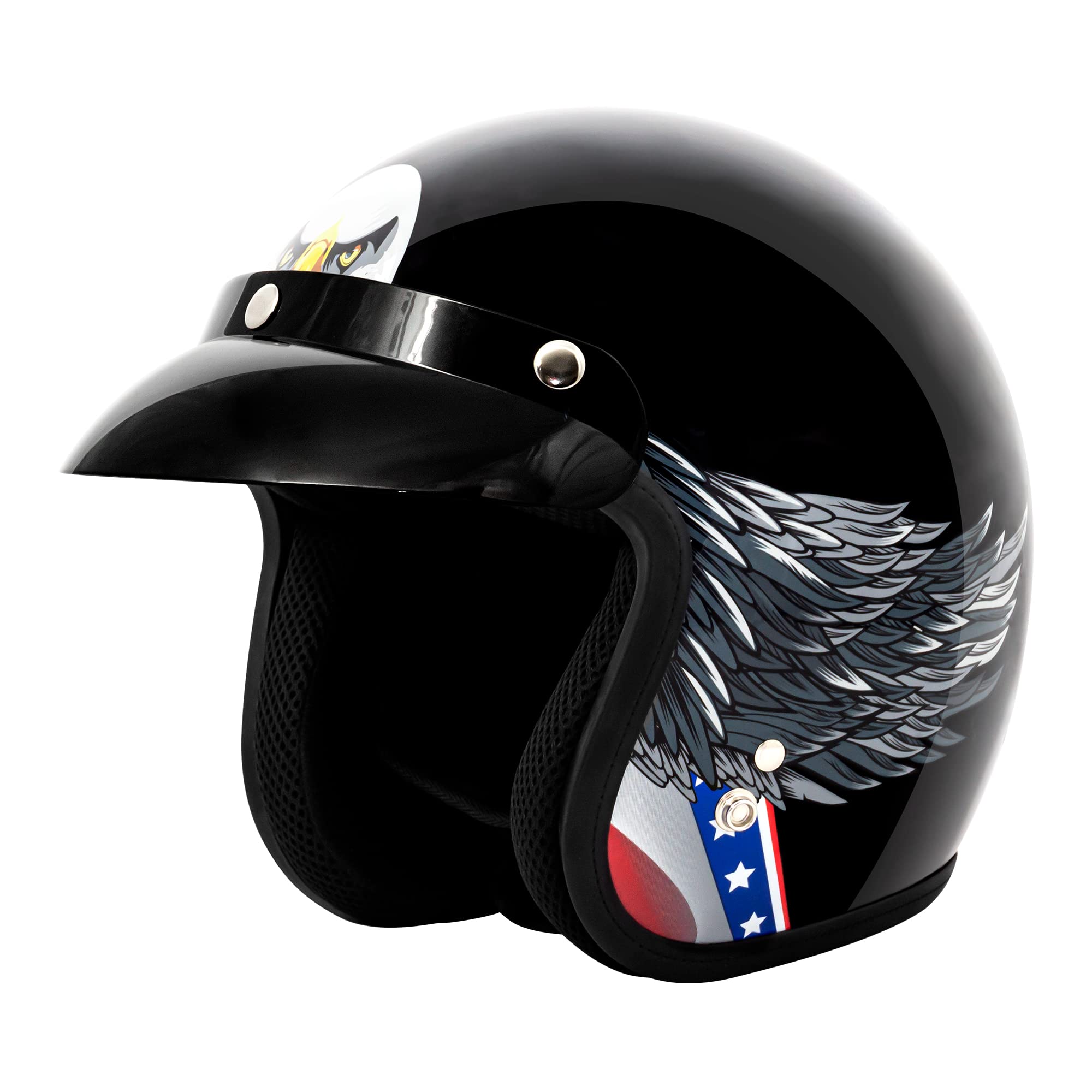 VCAN V85C 3/4 Open Face Motorcycle Helmet DOT Approved