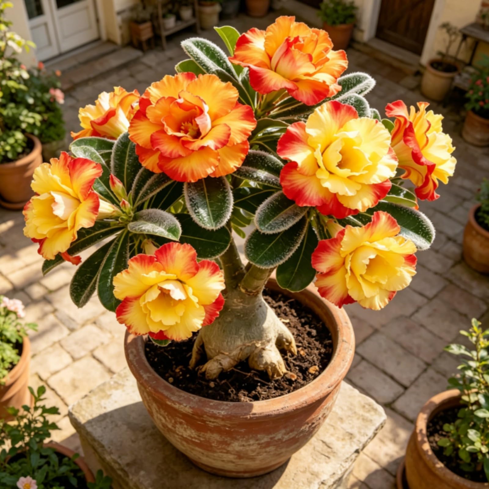 Desert Rose Bulbs — Cold-Hardy & Drought-Tolerant — Easy to Cultivate — Suitable for Indoor & Outdoor Display — Ideal for Beginners-3 Bulbs-I