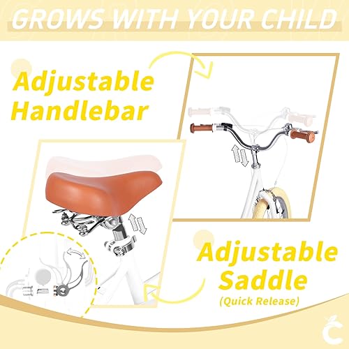 Miniatura 47 de Bicicleta para niños de 2 a 12 años de edad, niñas y niños de 12, 14, 16, 18 y 20 pulgadas, bicicletas retro con ruedas de entrenamiento, anillo de