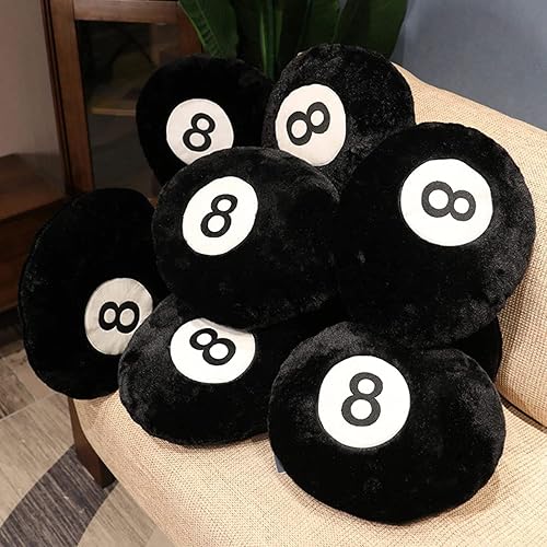 Miniatura 3 de Almohadas de felpa negras de billar de 16 pulgadas, 8 bolas, suaves, deportivas, redondas, para el hogar, cama, sofá, decoración de sofá, regalo