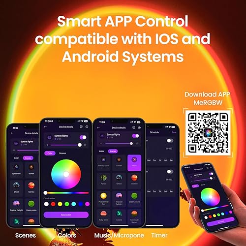 Sunset Lamp Projector Multicolor Changing LED Projection Lamp,Switch Button and APP Control 360 Degree Rotation Sunlight Lamp for Bedroom, Photography, Party, Tiktok Live, Room Decor(Multicolor)