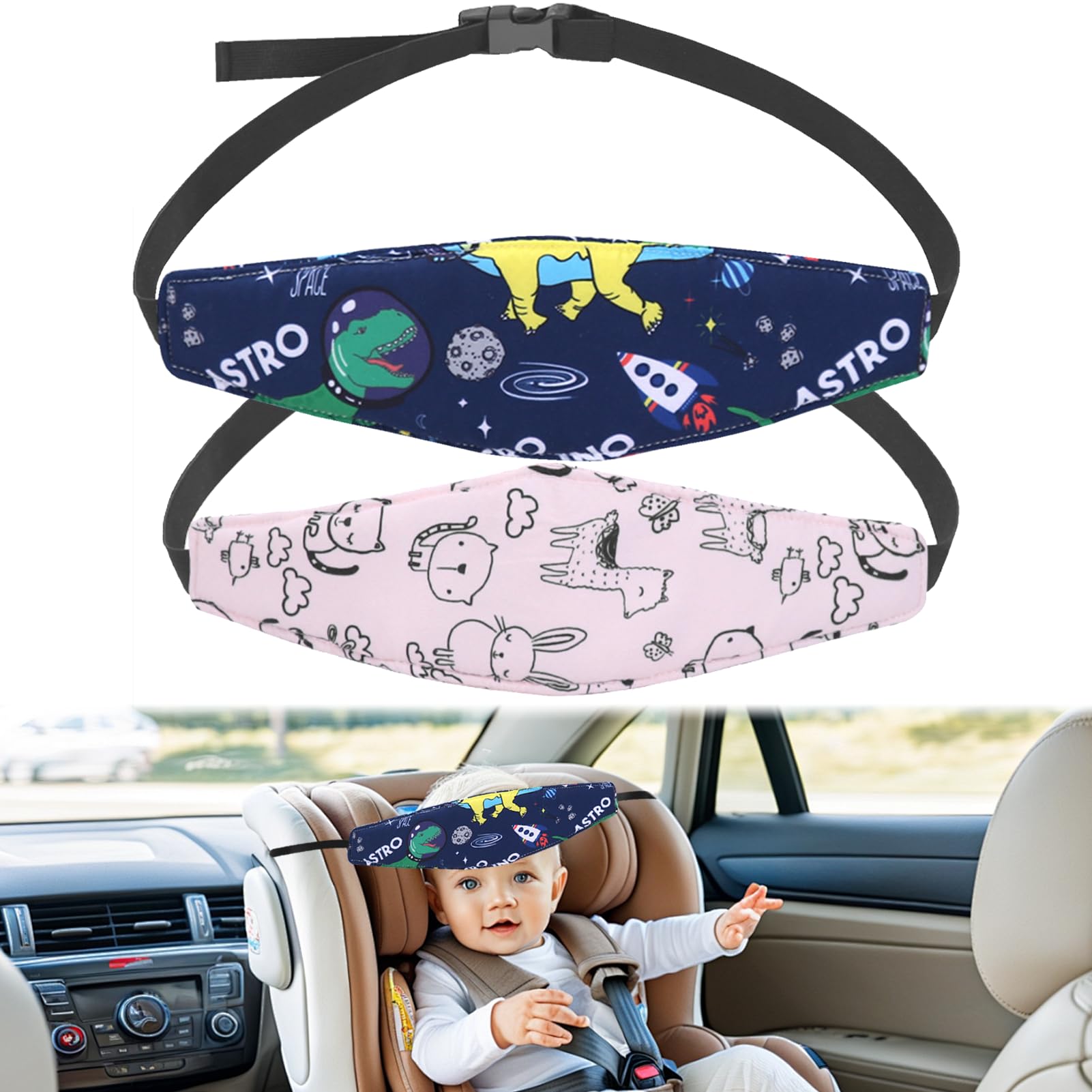Mlifleue 2PCS Child Seat Headrest, Holder for Children, Adjustable Car Seat Head Support for Baby