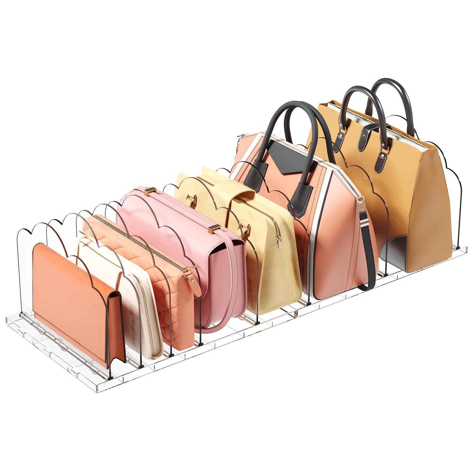 Lifewit 2 Stück Handtaschen Trenner Aufbewahrung, Verstellbar Taschen Organizer Schrank, Acryl Handtaschenorganizer Taschenständer, Regaltrenner für Clutch Tragetaschen Shirts Bücher, 35 x 24 cm/14x9