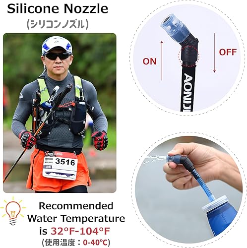 Vista 28 de Azarxis Botellas de agua plegables de TPU Soft Flask sin BPA de 8.5 fl oz 11.8 fl oz 16.9 fl oz 20.3 fl oz para hidratación chaleco paquete correr