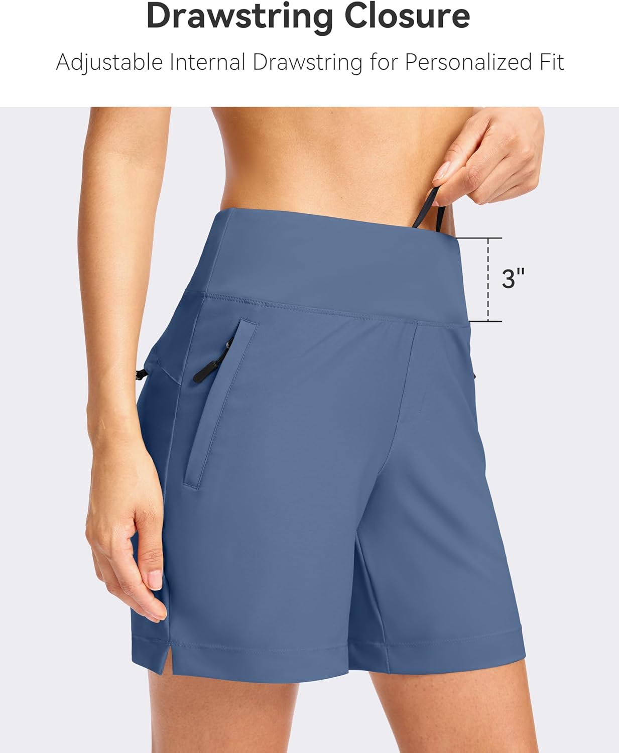 SANTINY Women's 5''/ 7''Hiking Shorts with 3 Zipper Pockets Lightweight Quick Dry Golf Shorts for Women Athletic Walking - Image 5