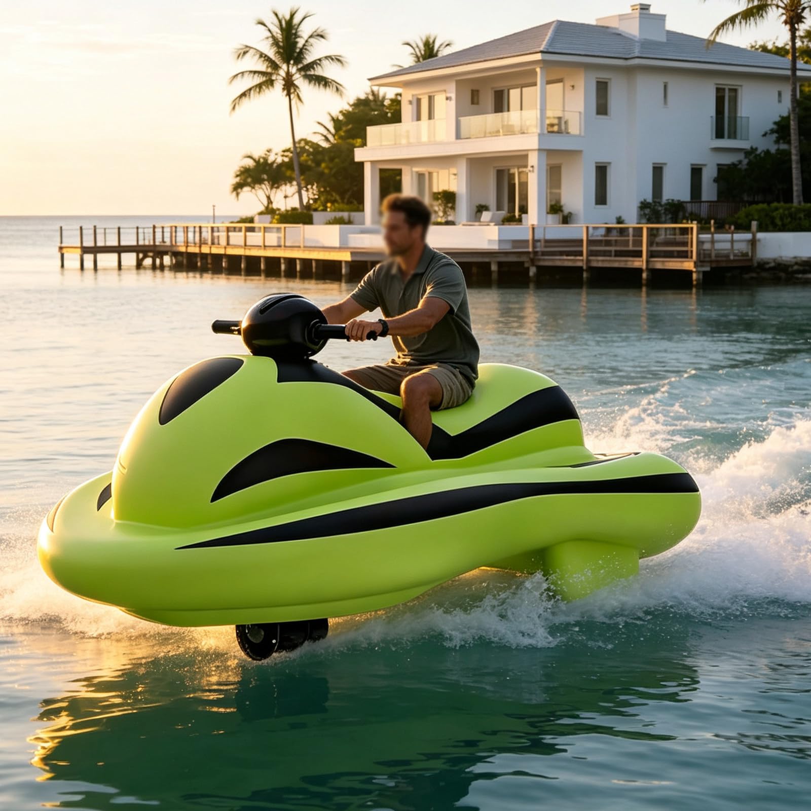 Moto AcuáTica EléCtrica SubacuáTica, Moto AcuáTica Inflable con Motor, ClasificacióN De Impermeabilidad Ipx7, Velocidad De 6-8 Km/H, DiseñO PortáTil para Lagos Y Aguas Costeras Green