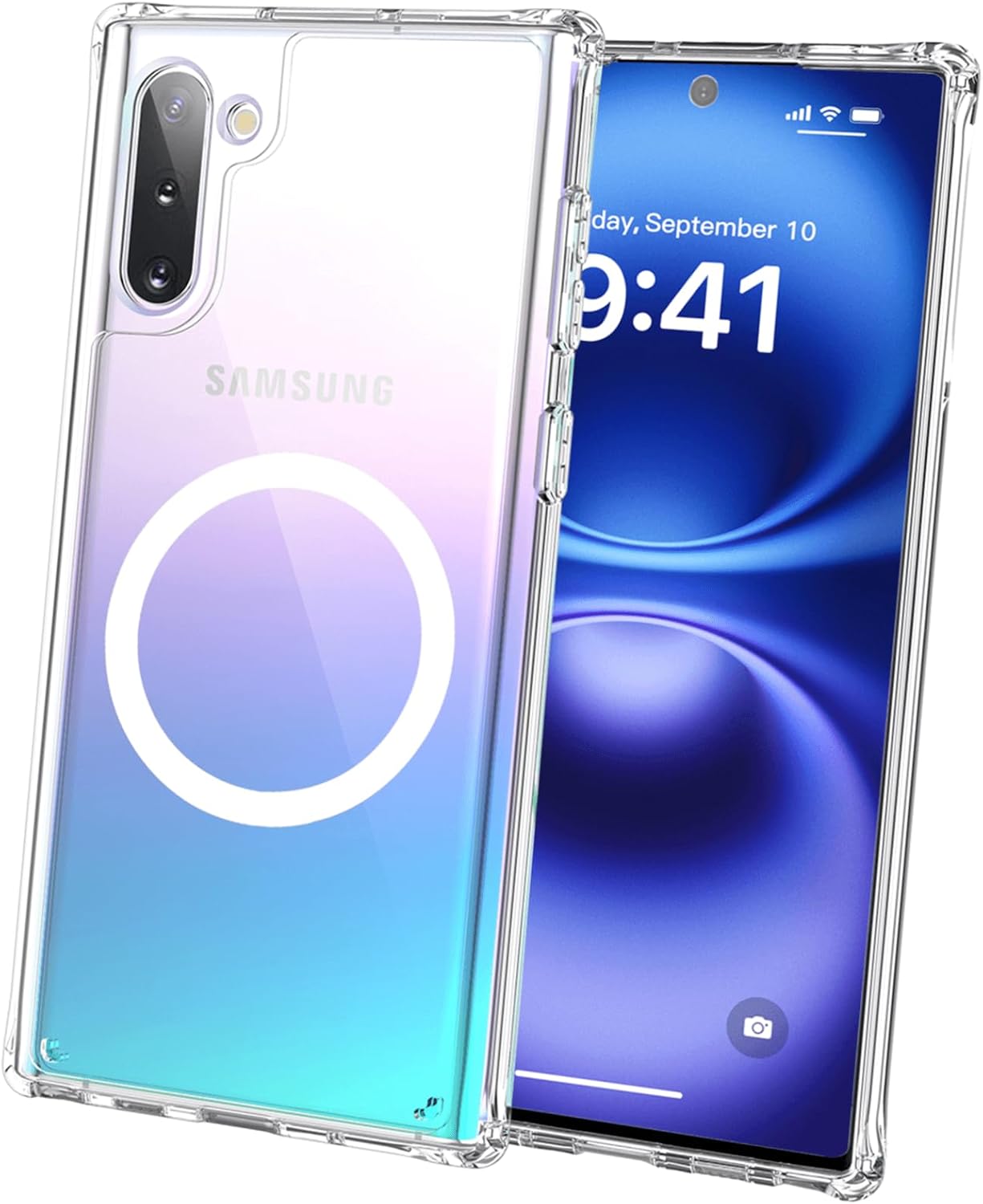 Clear Magnetic Phone Case for Samsung Galaxy Note 10, 6.3-Inch Compatible with MagSafe Shockproof Protection Anti-Yellowing TPU PC Cover Bumper Wireless Charging Compatible