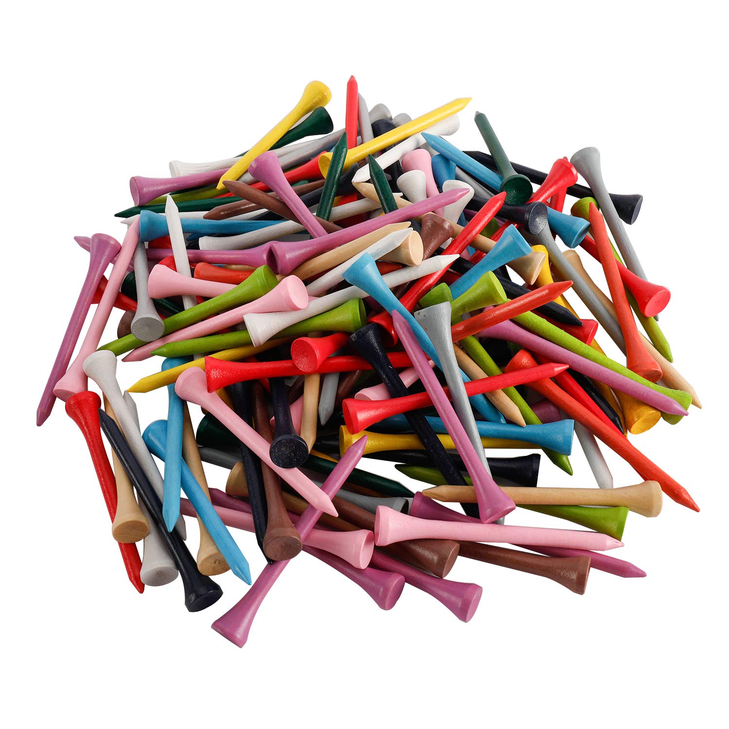 Yaesport Golf Tees 2-3/4 inch Professional Natural Wood Golf Tees, Multiple Colors, 500 Pack