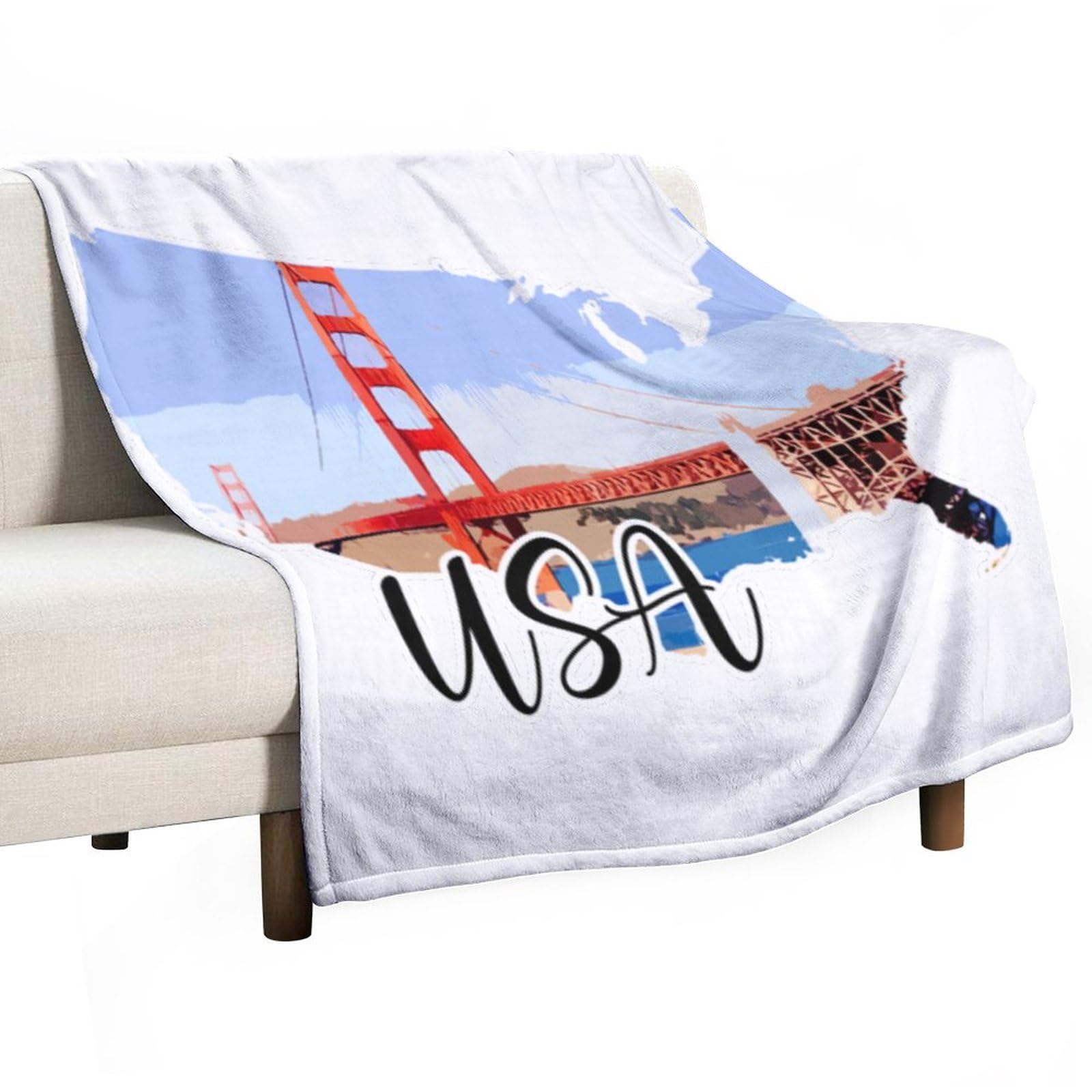 Couverture polaire USA 127x152 cm jeté de lit contemporain architecture européenne
