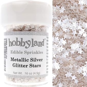 Hobbyland Edible Sprinkles Metallic Silver Glitter Stars, 4.5g