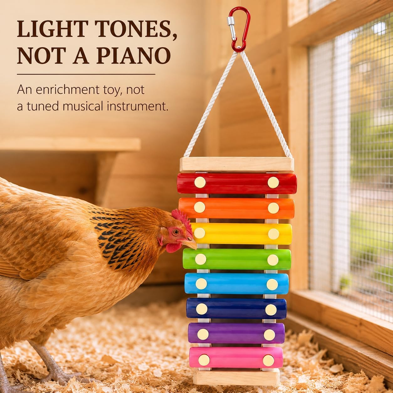 Chicken Xylophone, 8-Key Hanging Coop and Bird Cage Toy image 3