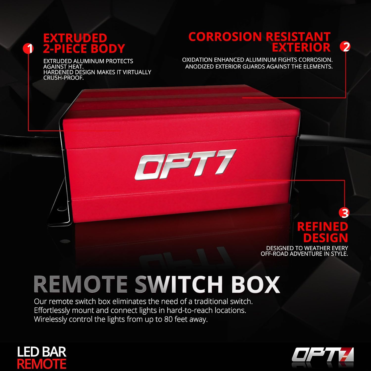 OPT7 14 Gauge 380W 2-Way LED Light Bar Heavy Duty Wiring Harness w/Wireless Remote Switch - 9ft Dimmer Strobe Waterproof Relay Splitter