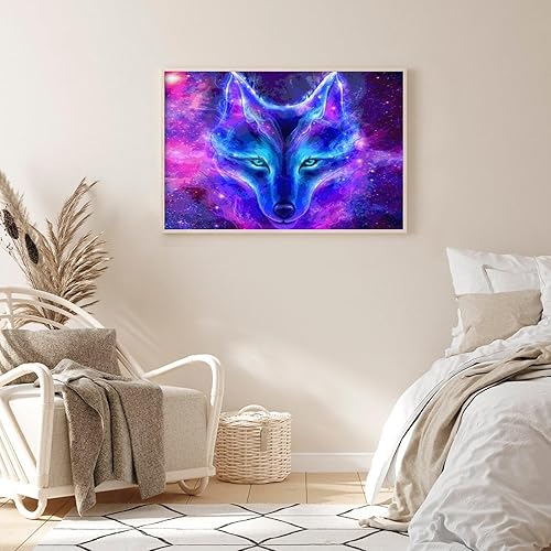 Miniatura 6 de El lobo en una galaxia pegatinas de pared autoadhesivas pintura cuadros arte pared papel pintado para sala de estar dormitorio decoración 15.7 x