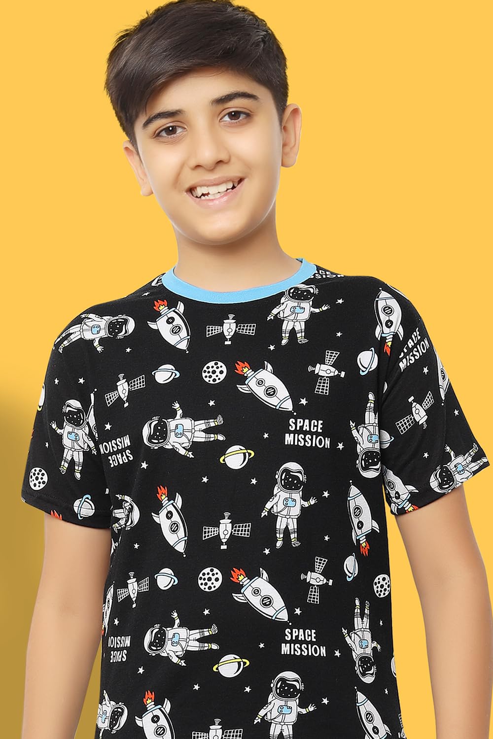 Ninos Dreams Cotton Graphic Pajama Pack of 1 (Round Neck Boys Coord Set_Black_12-14 Years) - Image 7 thumbnail