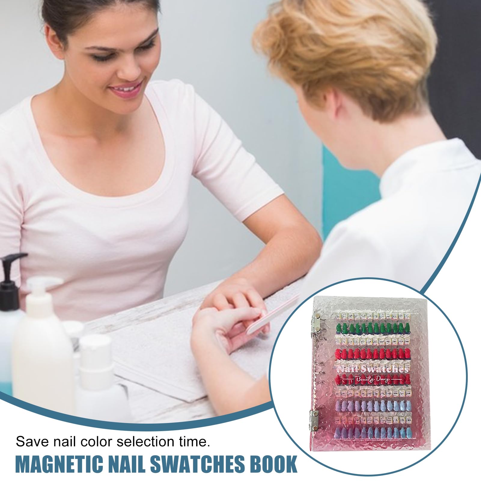 Wzornik paznokci Segregator Na Akcesoria Do Manicure Z Półką | Akrylowa Magnetyczna Książka Kolorów Paznokci Ekspozycja próbek na półce dla manicurzystek i