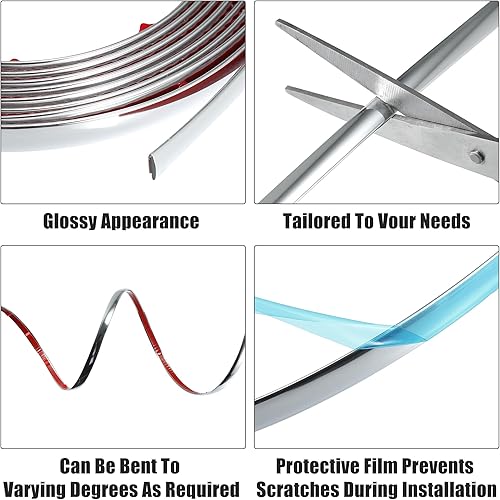 Miniatura 3 de X AUTOHAUX Protectores de borde de puerta de automóvil, a prueba de arañazos, tira de cuerpo para espejo retrovisor, parachoques de puerta, ventana,