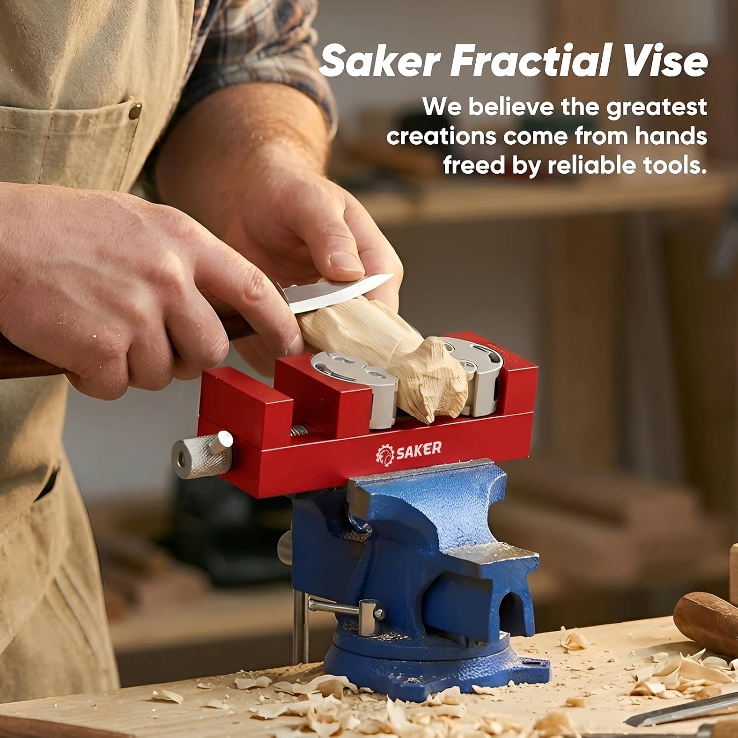 Saker Fractal Vise-Mini Vice Clamp- Bench Vice/Drill Press Vise, Self-Adjusting Aerospace-grade Aluminum Alloy&Heavy-Duty CNC Machined for Jewelry Making, DIY, Woodworking, and Repair