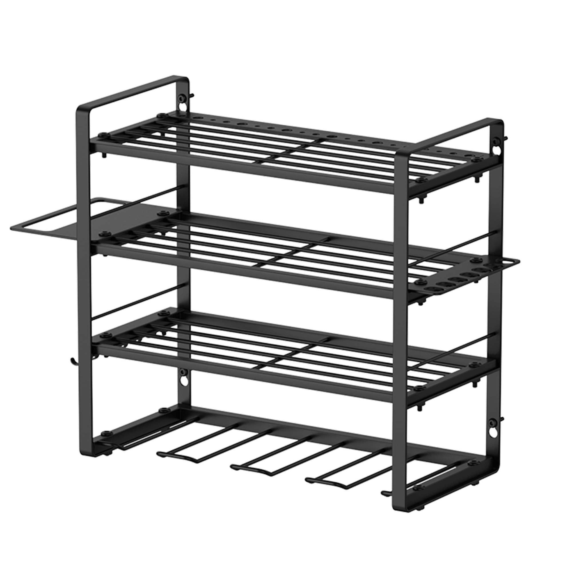 AcornFort W-1701 4 Tier 40cm Solid Metal Heavy Duty Garage Tool Workshop Shed Rack Organiser with 4 Extra Add-on Drill Holders - Image 4