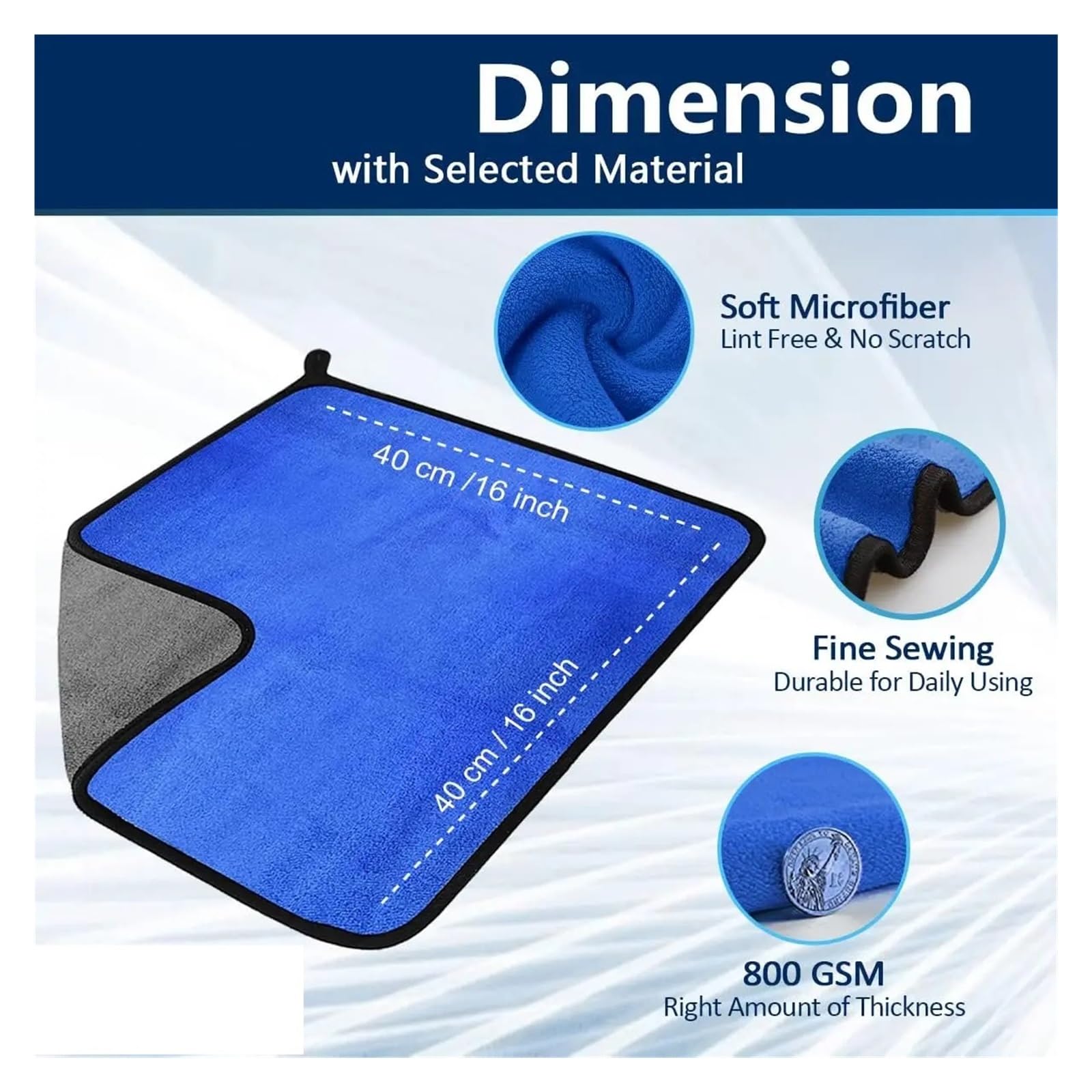 4-Pack Microfiber Car Washing Towels - Soft Quick Drying Cleaning Cloths for Windows Mirrors - 500GSM Double Layer — view 6