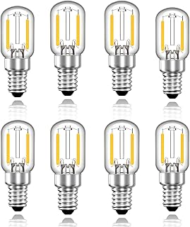 Wenscha Light Bulb E14 LED Warm White T22 Candle Bulb 2 W 2700 K Salt Lamp Fridge Bulb - Clear Glass Filament Look for Cha...