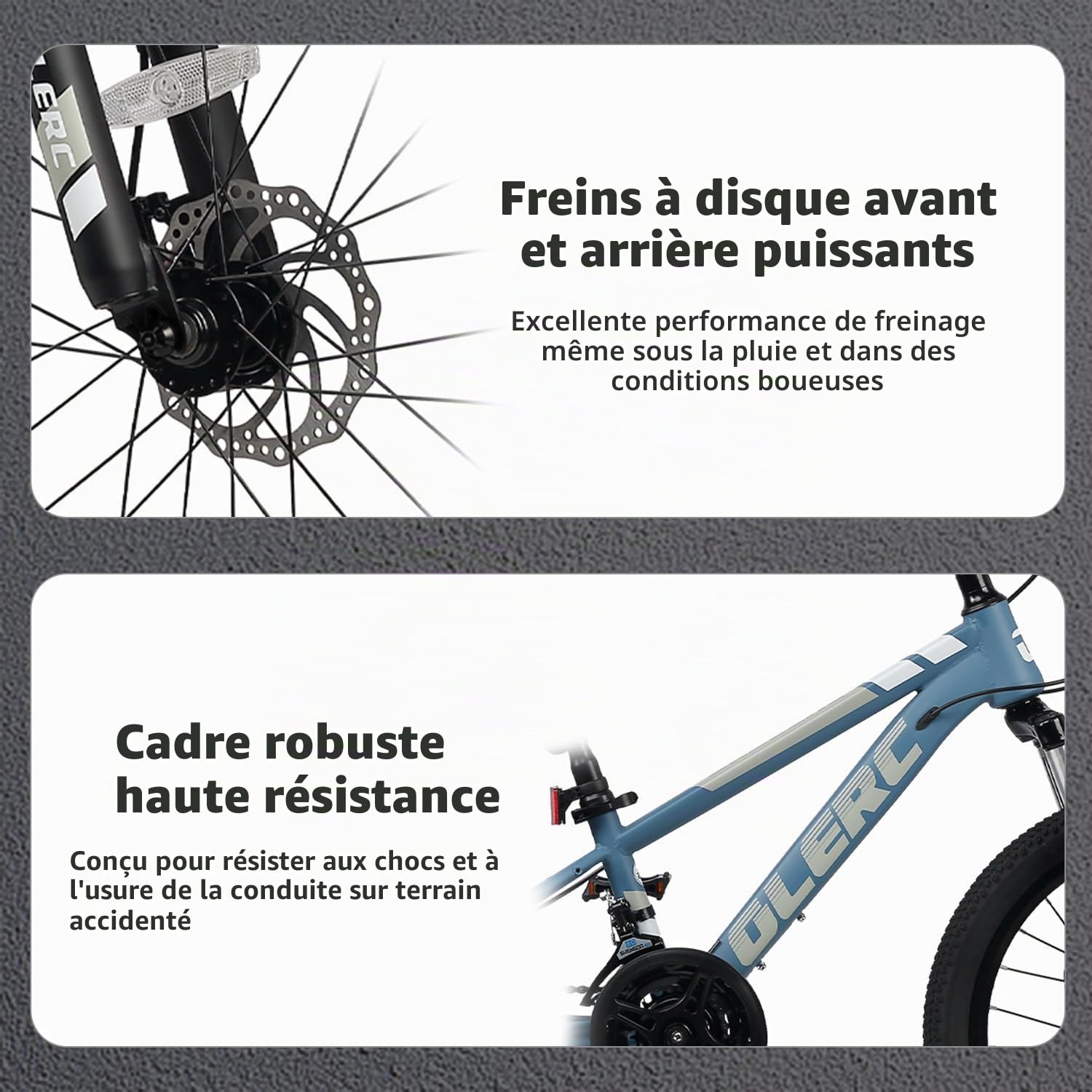 Glerc Skyline Vélo VTT Enfant 20 Et 24 Pouces pour Garçons Et Filles De 6 À 18 Ans, Vélo 21 Vitesses avec Suspension Avant Et Freins À Disque, Couleurs Multiples.