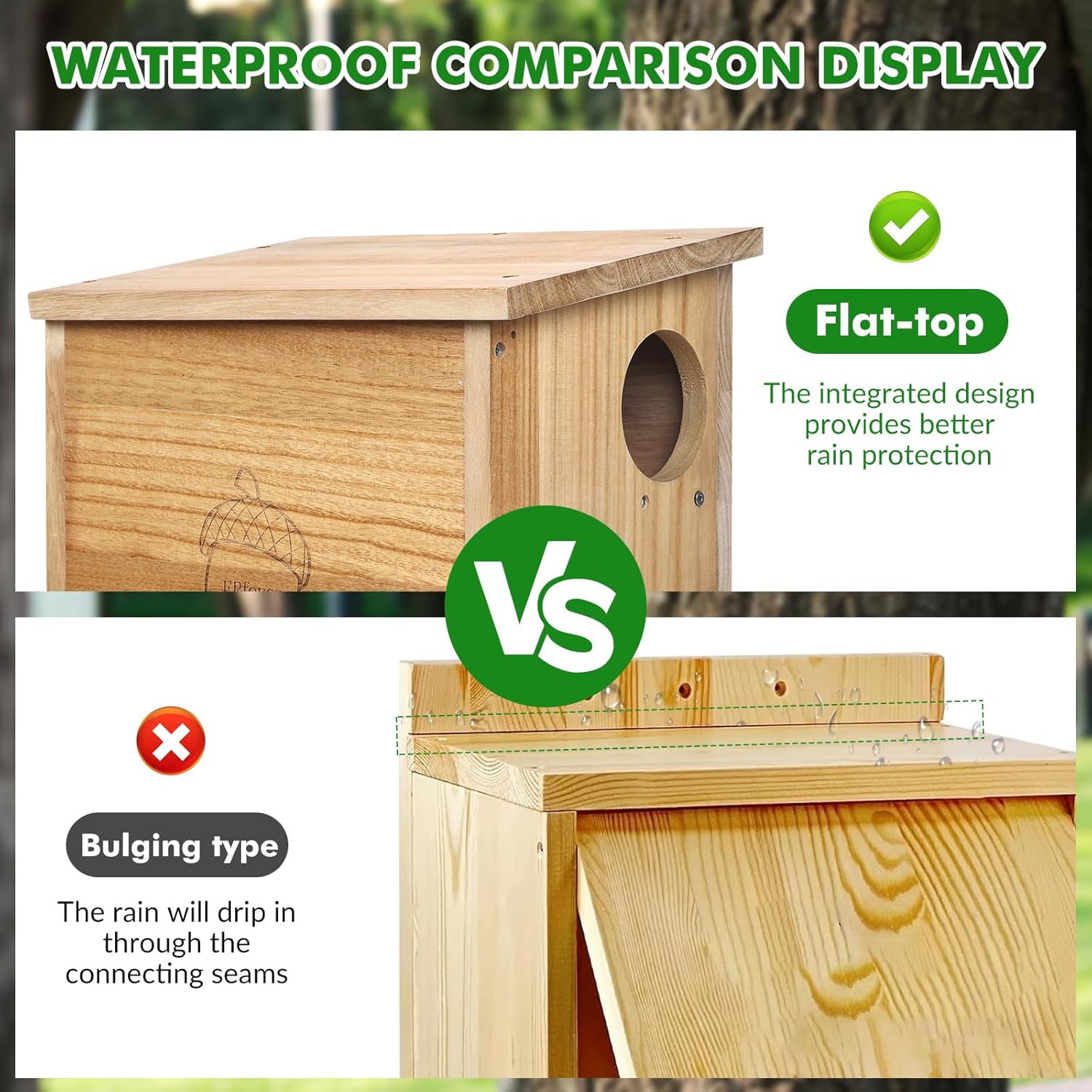 Squirrel Family House Pine Nesting Wooden Box for Shelter Breeding Living Residence with Vanish Finished (Large)