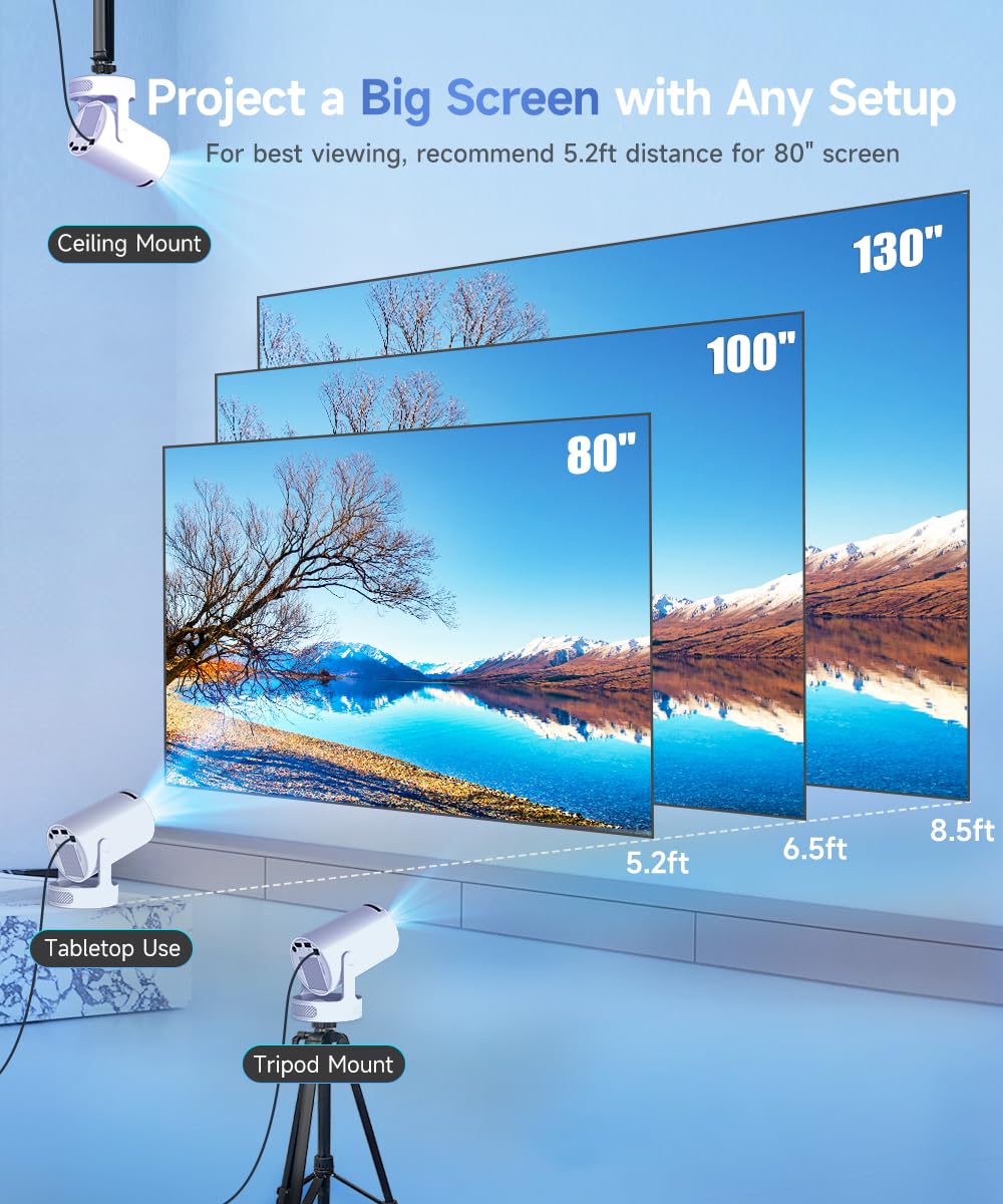 Magcubic Mini Beamer 4K HY300pro+ Android 14 Auto Trapezkorrektur WiFi 6 BT 5.4 180°Dreh 5W Lautsprecher