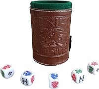 Vista 10 de marquez Juego de dados de póquer de copa con forro de cuero (cubilete)... Negro