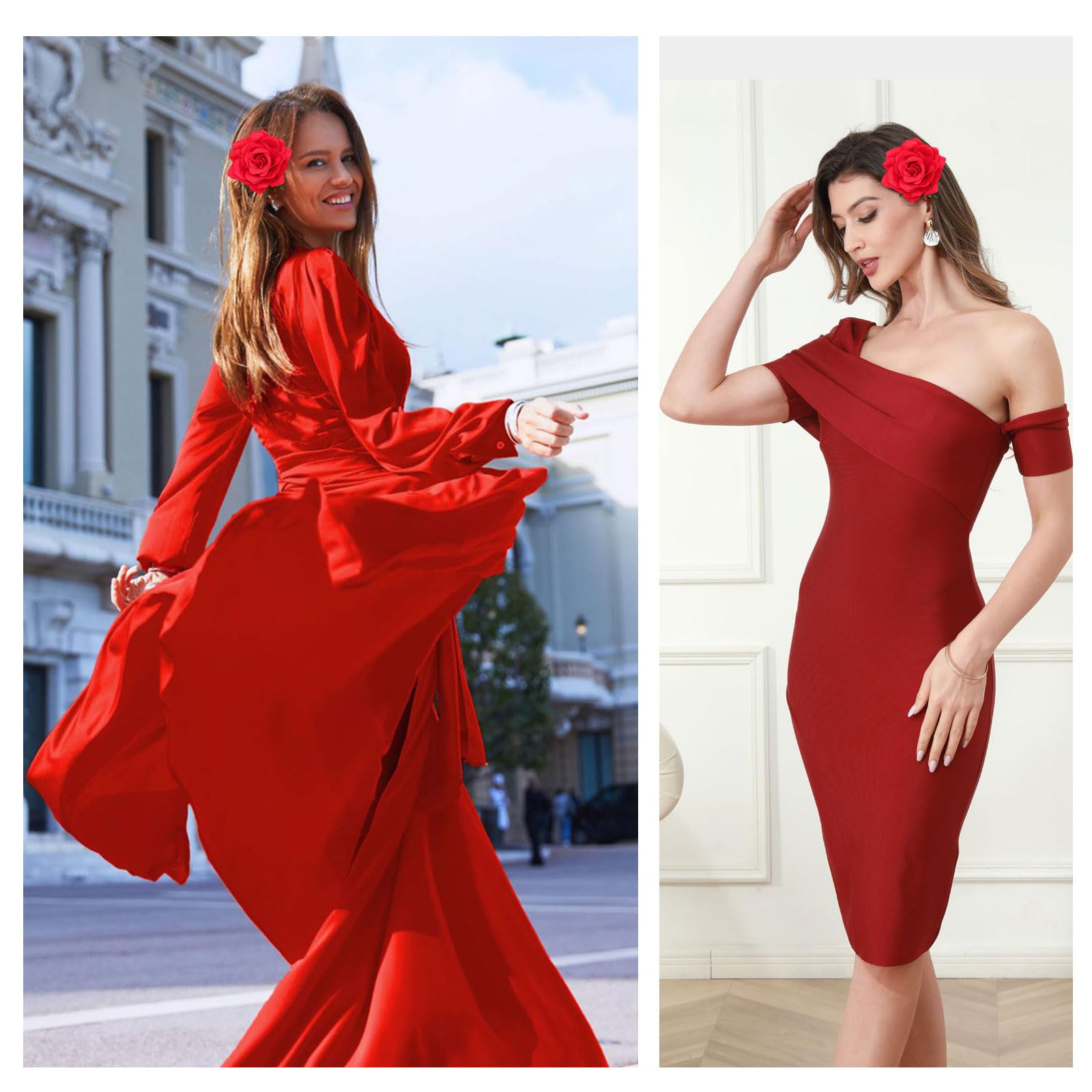 1-Pack Spille Grandi Da Donna, Spille Da Bavero Fiore Di Camelia In