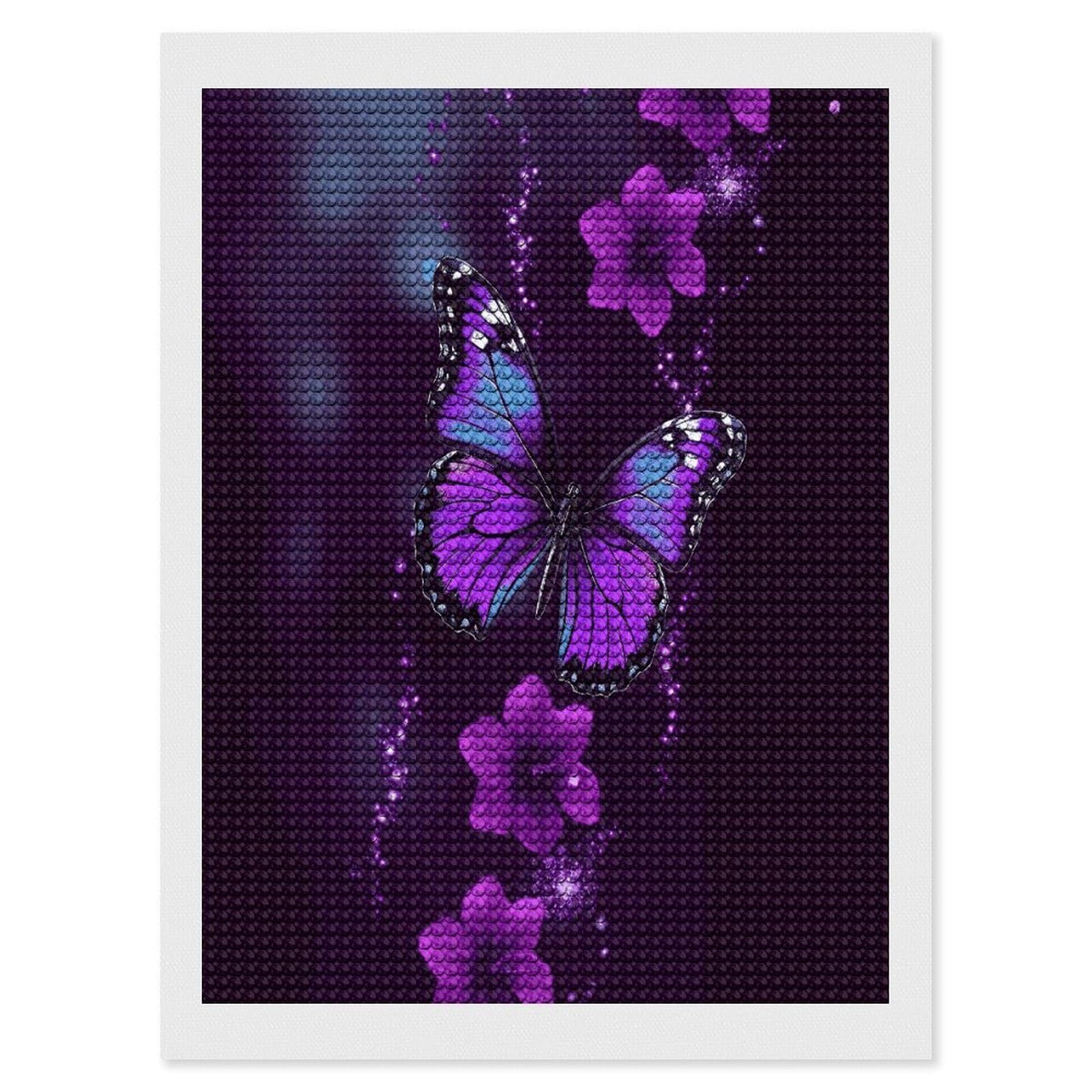 LDGSUPH Purple Butterfly Diamond Painting Kits for Adults Paint with Diamond Pictures Art DIY Full Drill Diamond Dots Painting Personalized Diamond Photo for Home Wall Decor Gift 12"x16"