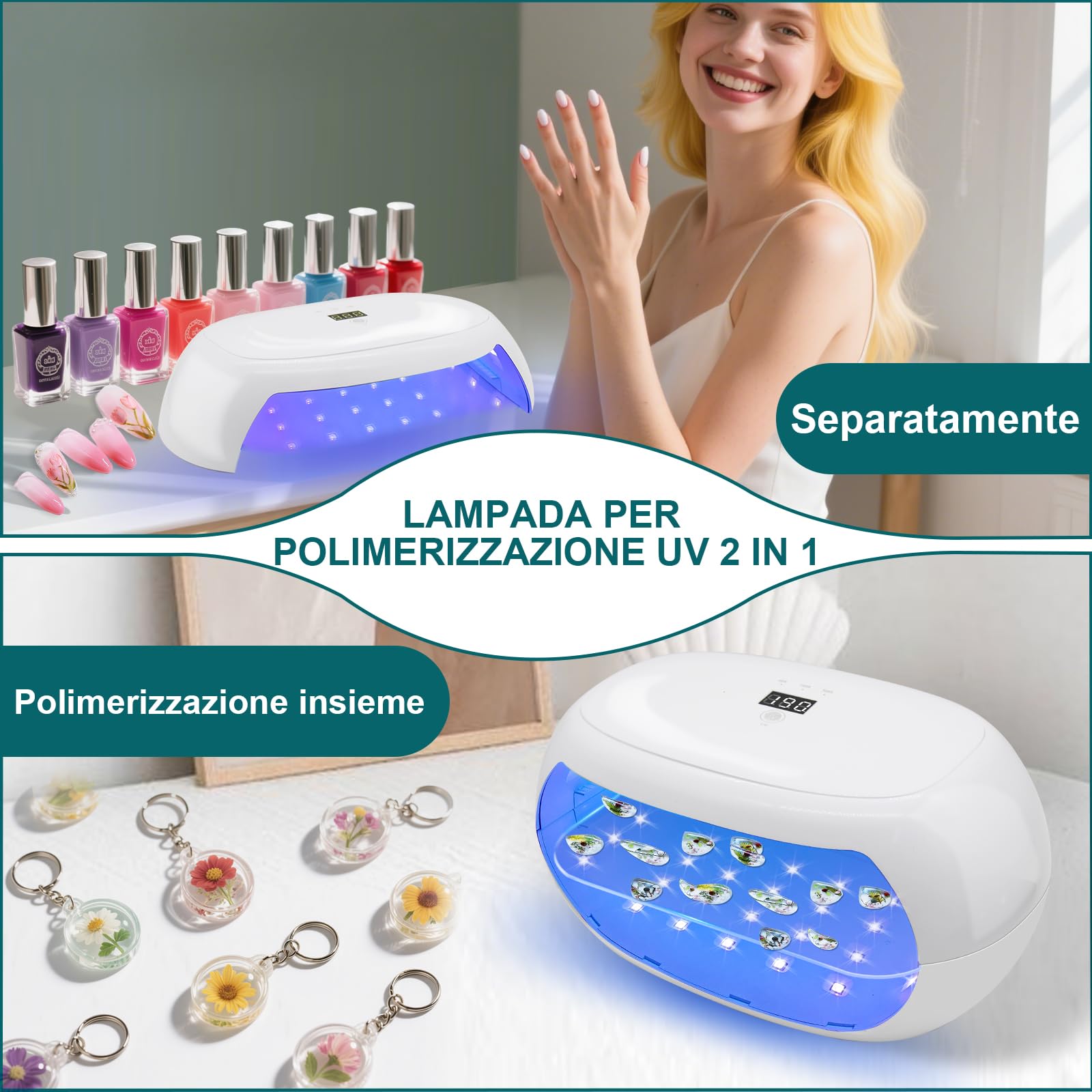 Luce UV in Resina Lampada per Polimerizzazione a Facciale, 60w/Stile 2, 3 Timer, LED, Bianco