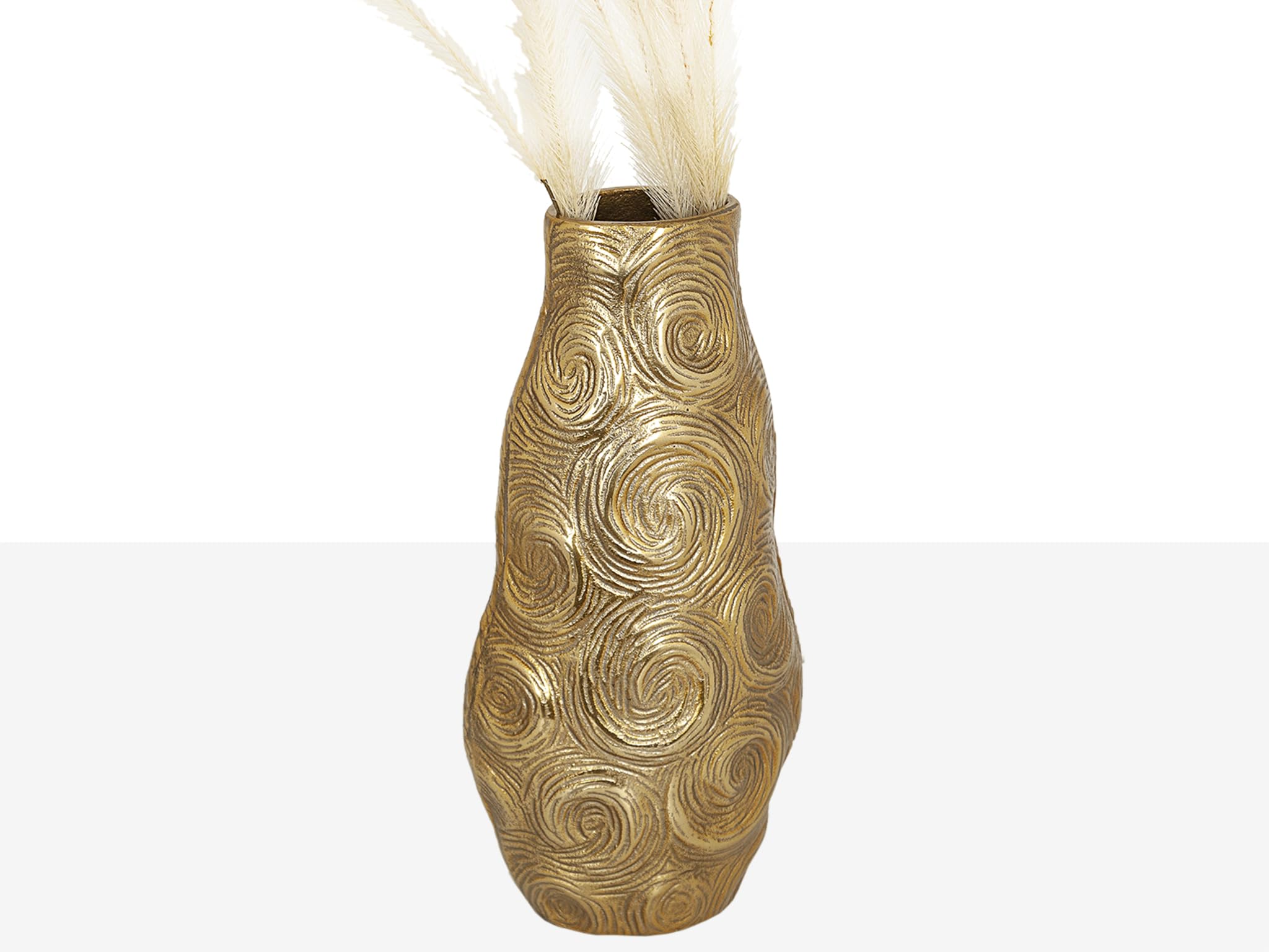 Vase tourbillon aluminium doré : grand vase de décoration moderne pour salon