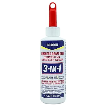 BEACON 3-in-1 Advanced Craft Glue - Fast-Drying, Crystal Clear Adhesive for Wood, Ceramics, Fabrics, and More, 8-Ounce, 4-Pack