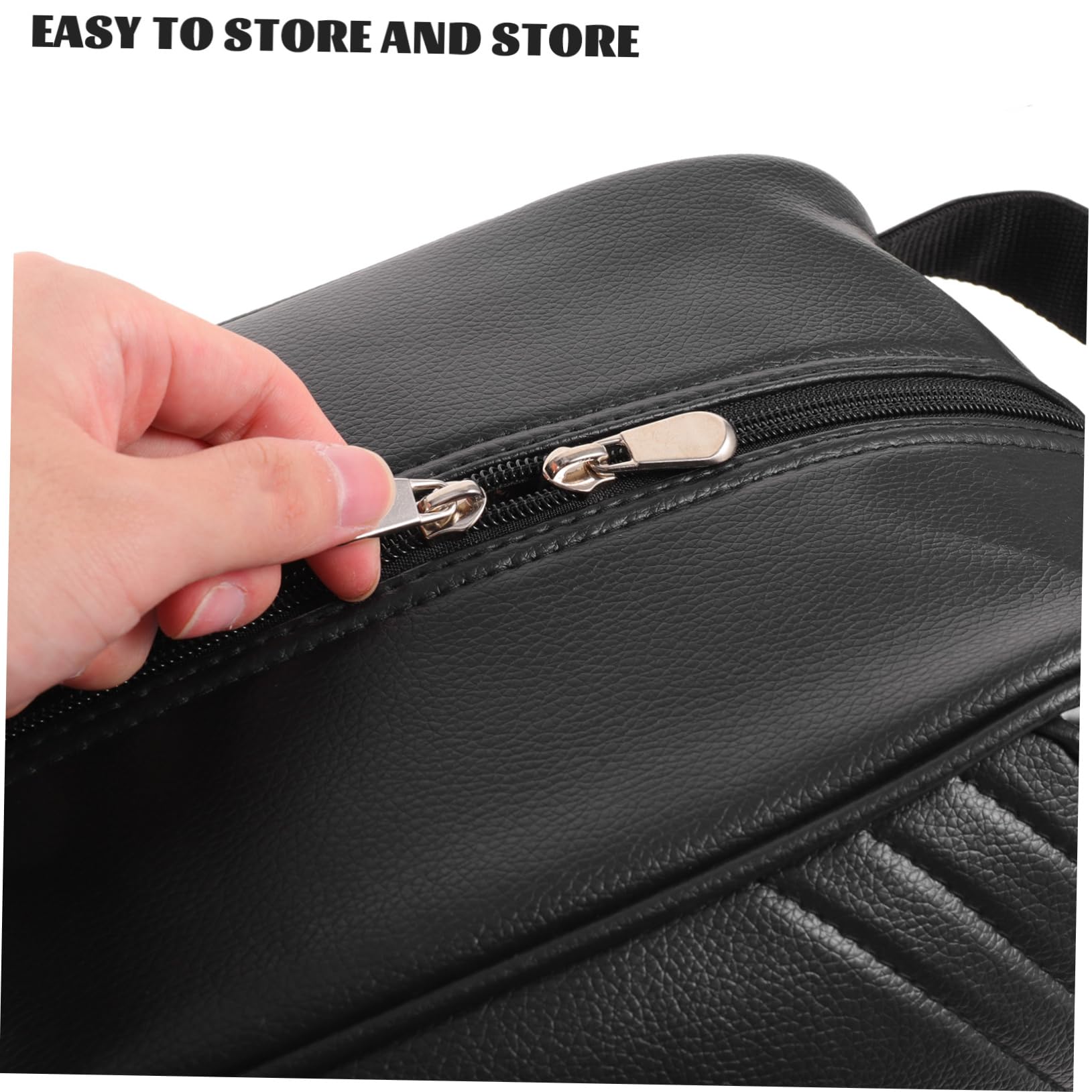 Bolsa para Zapatos de Golf Portátil, Negra, de Cuero