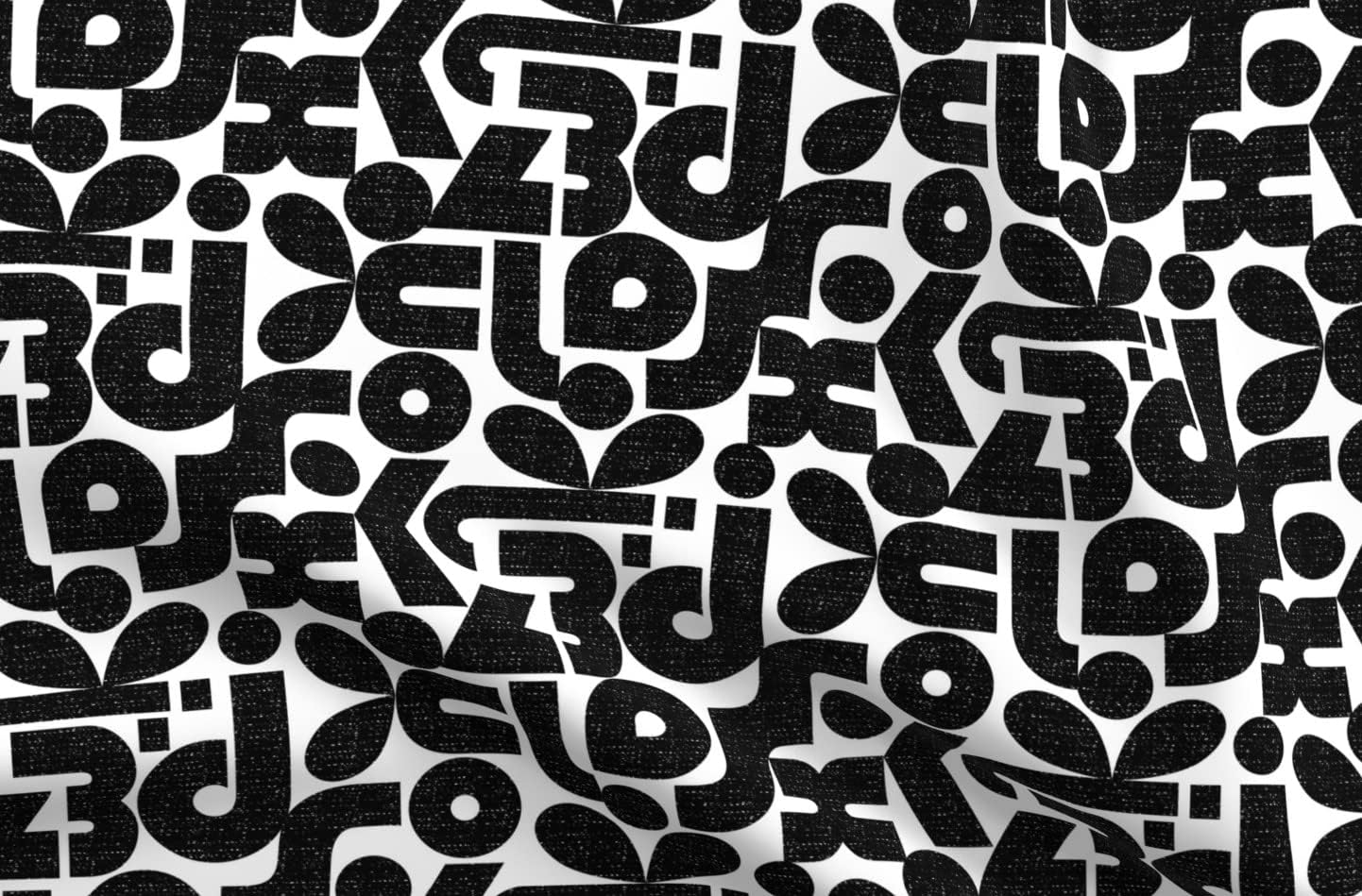 Spoonflower Fabric - Bauhaus Black White Type Letters Abstract Shapes Geo Printed on Petal Signature Cotton Fabric Fat Quarter - Sewing Quilting Apparel Crafts Decor