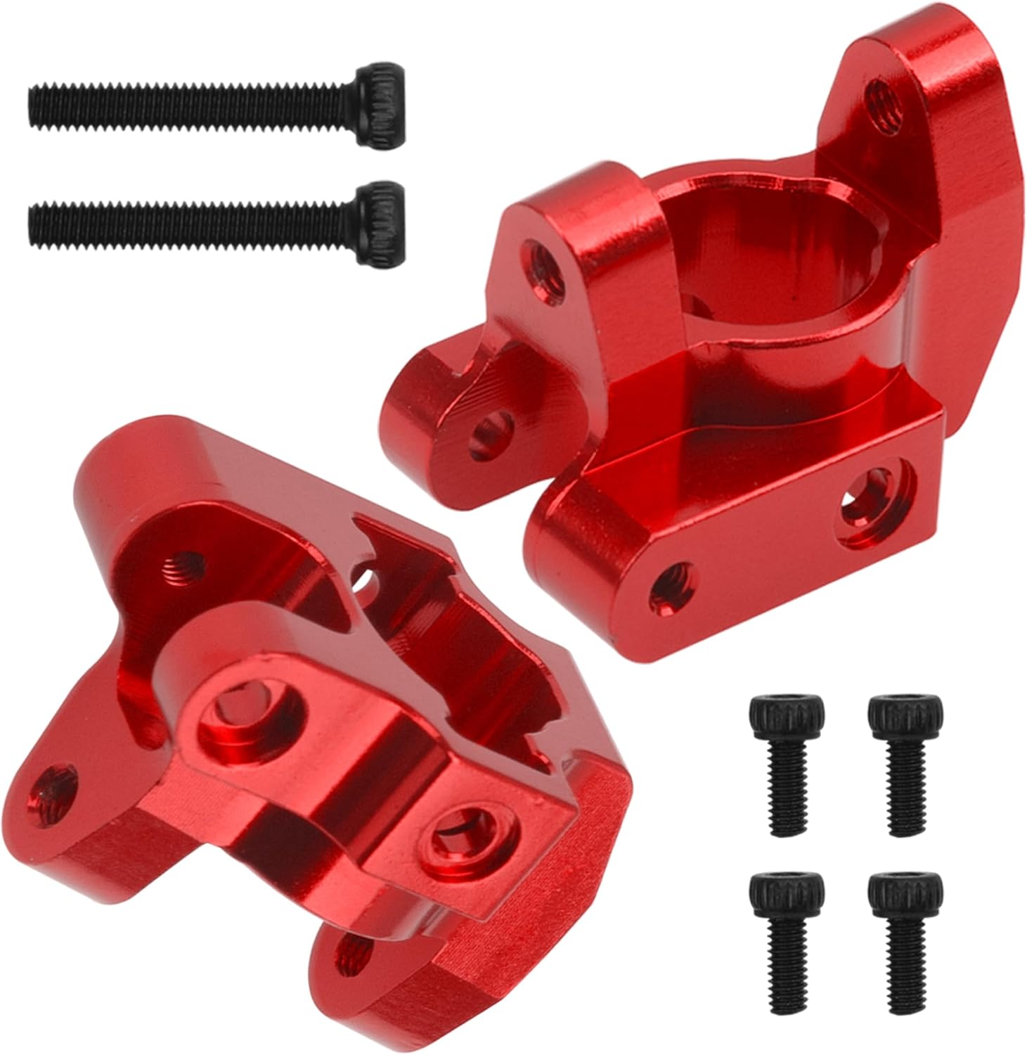 Metal C-Hubs Caster Blocks & Front Steering Blocks & Rear Stub Axle Upgrade Parts Compatible with MN128 MN86s MN86k MN86 G500 1/12 RC Crawler Car (Red)