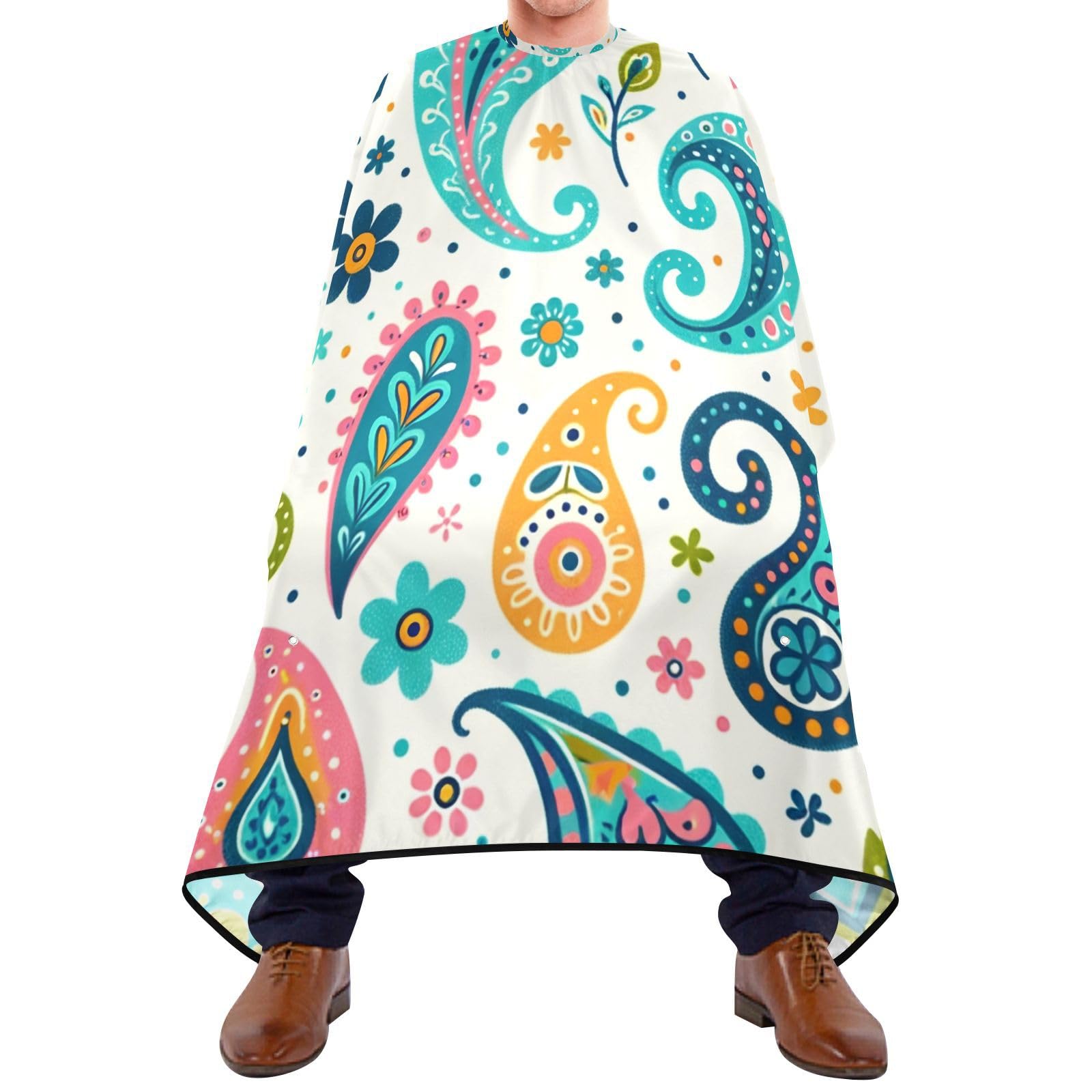 Hezely Cute Floral Paisley Hair Dye Cape, Barber Cape for Adults,Waterproof Salon Cape,Waterproof Hairdressing Styling Hair Cutting, 65