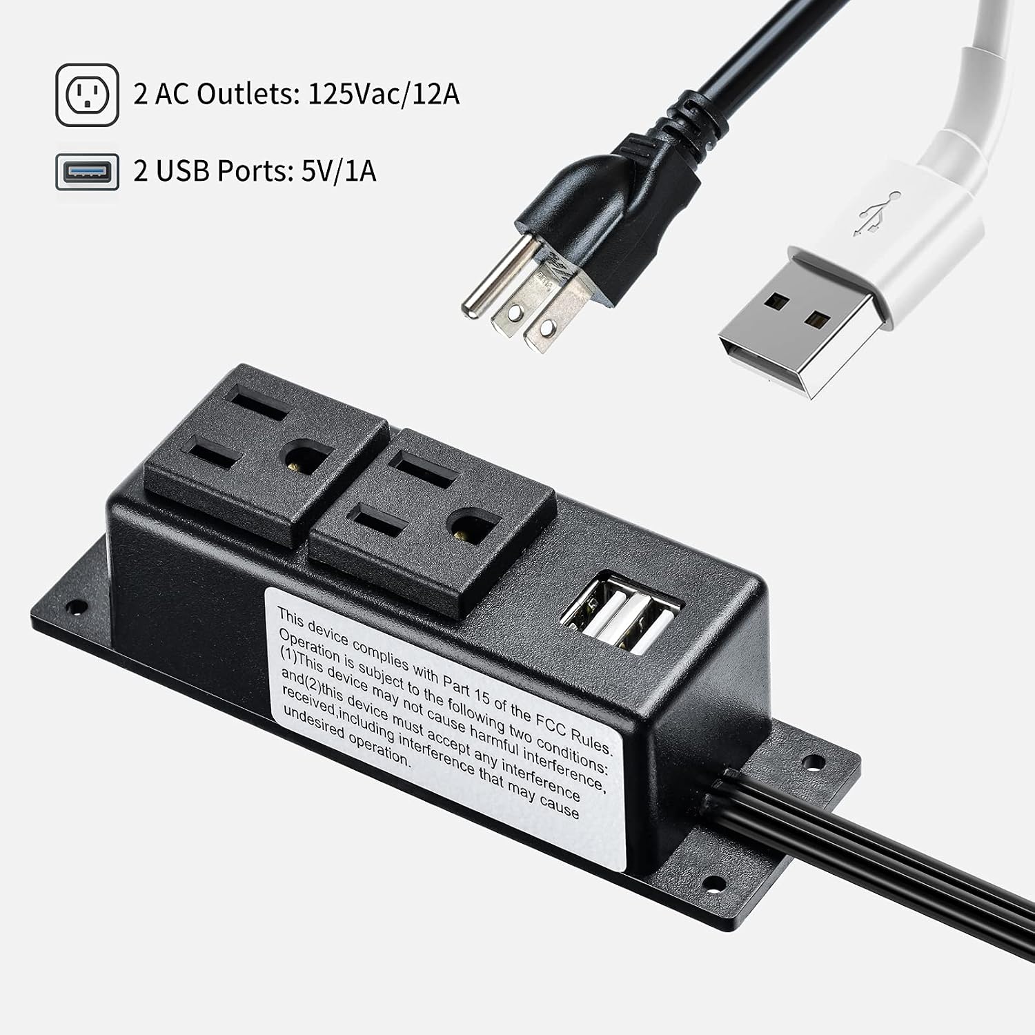 Gun Safe Power Outlet Kit, Briidea Gun Safe Accessory Electrical Outlet with USB for Interior Dehumidifiers and Lights