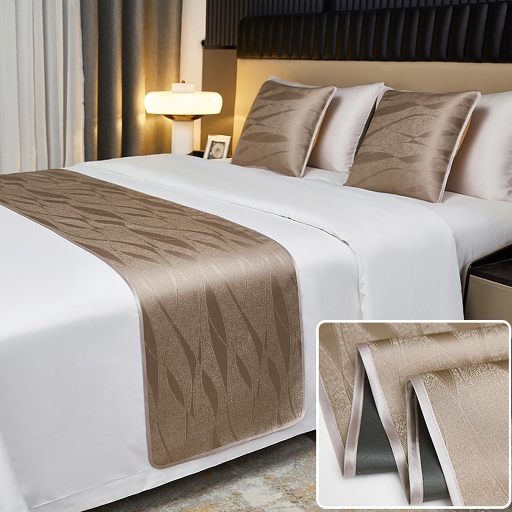FAWFCJD Bed Runners Bedspread Bedroom Bedding Protection Decor Soft No Fading Bed Scarf Runner For Bedroom Wedding Room Home Hotel Bedding Decorations(Brown,50x240cm)