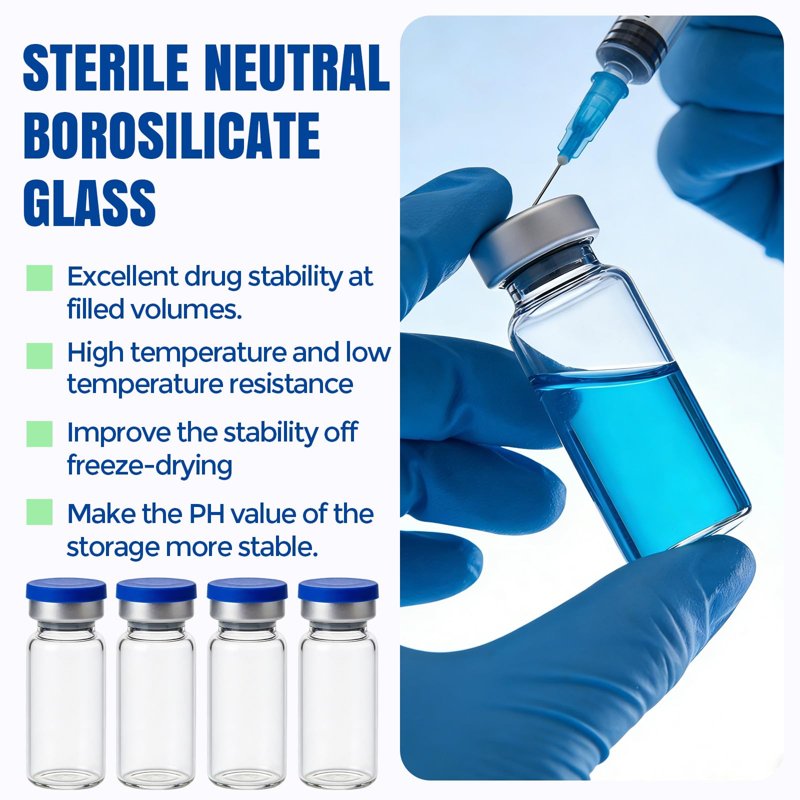 Sterile Glass Vials - 10 Pack, Airtight Seals -2 Sterile Glass Vials - 10 Pack, Airtight Seals -2