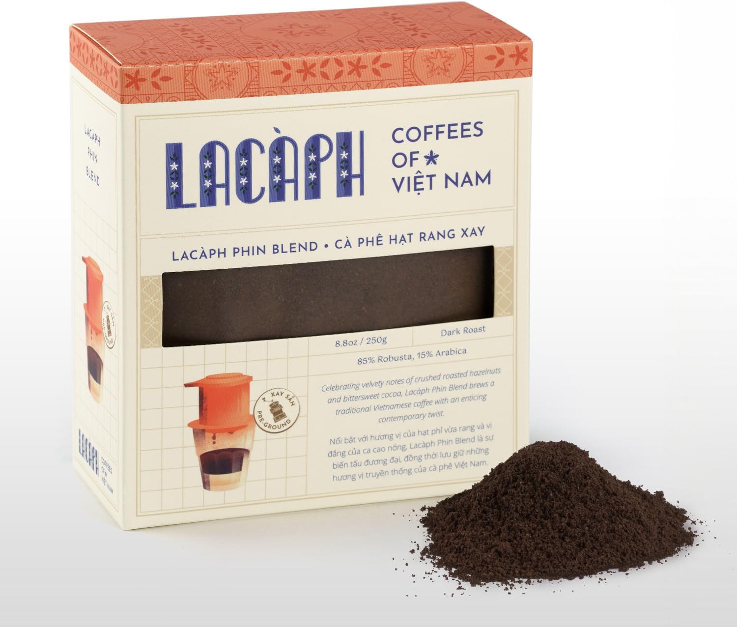 LACÀPH PHIN BLEND - Vietnamese Coffee with 85% Robusta 15% Arabica - Ground Coffee