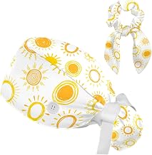 Scrub Cap with Scrunchies, Rainbow Working Hat Hair Cover, Elastic Bandage Tie Back Hats for Women