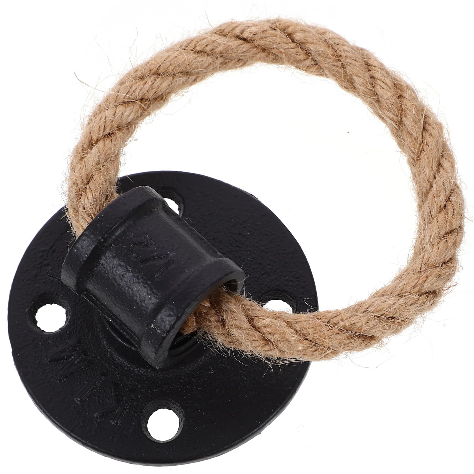 Poignée de meuble vintage anneau circulaire noir en corde de fer déco placard rustique