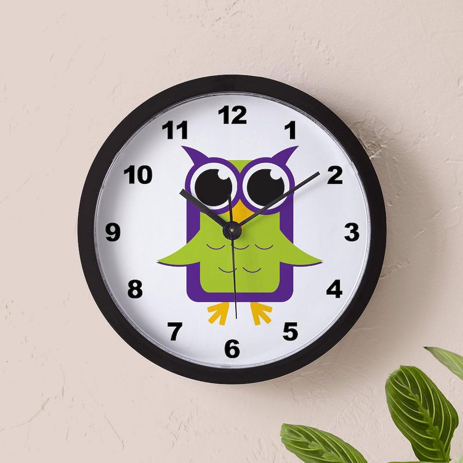 CafePress Owl 10" Wall Clock for Livingroom, Kitchen, or Office