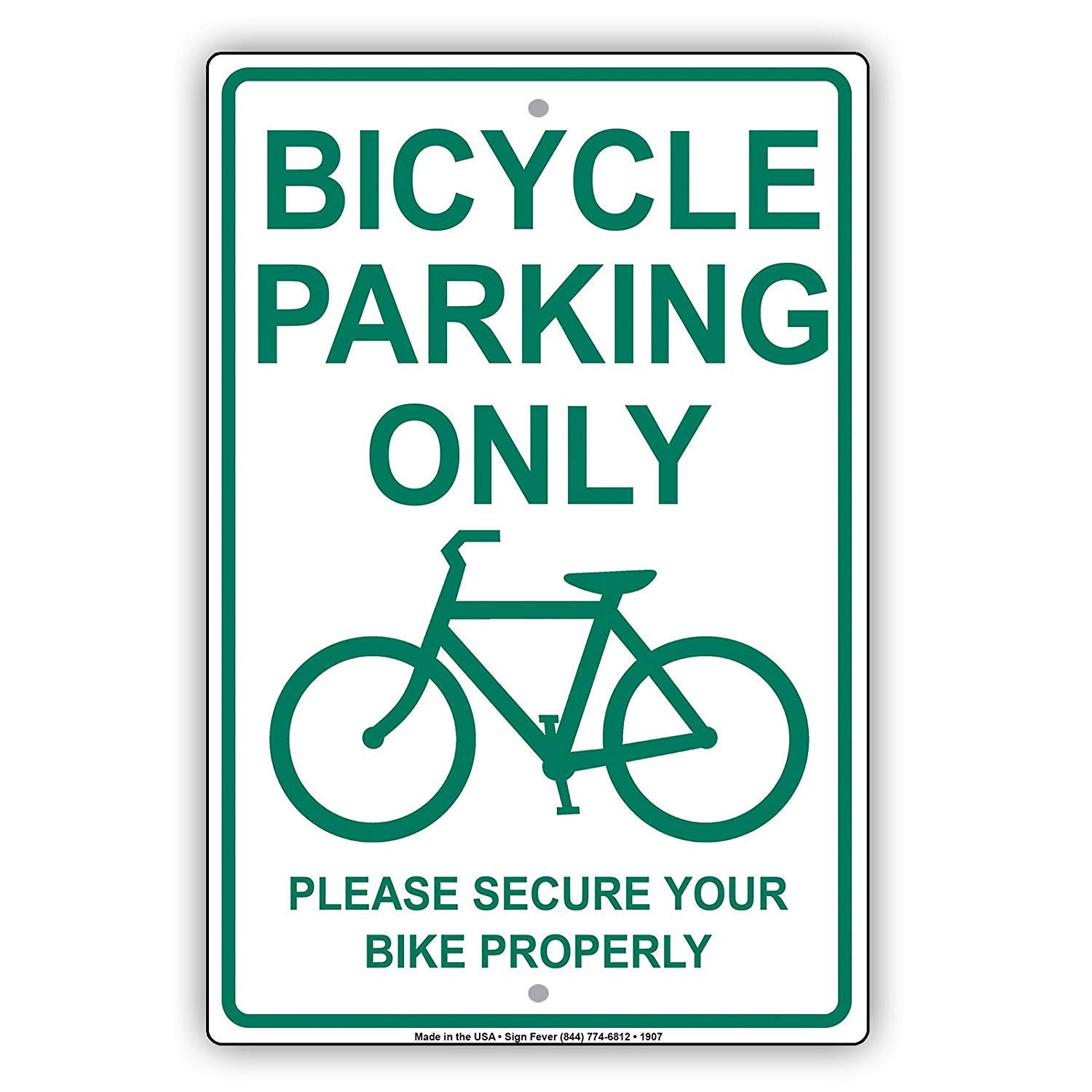 DOGT Metal tin sign 8x12 inches Bicycle Parking Only with Graphic Please Secure Bike Properly Alert Caution Warning Notice Aluminum Metal Tin