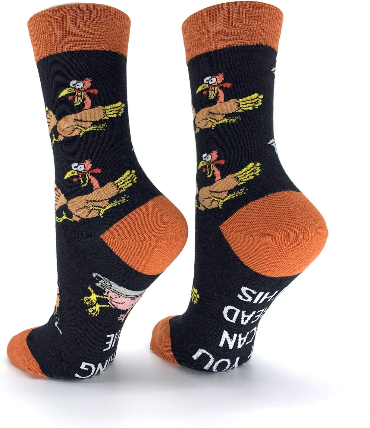 YongColer Fun Black Crew Dresses Socks Thanksgiving Turkey Costume Novelty Socks If You Can Read This Socks - Image 4