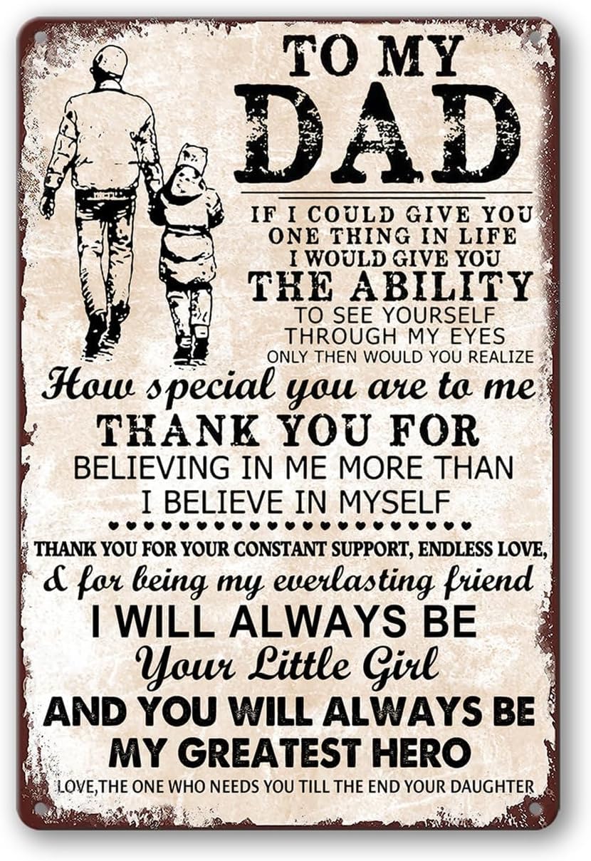 Vintage Metal Dad Sign, Decorative Signage For Father'S Day Or Birthday, Personalized Wall Decor Metal Tin Sign 8X12 Inch